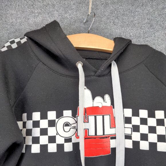 Wear Code Snoopy Chill Check Trim Cropped Hoodie Sweatshirt Womens Large Black - Picture 3 of 12